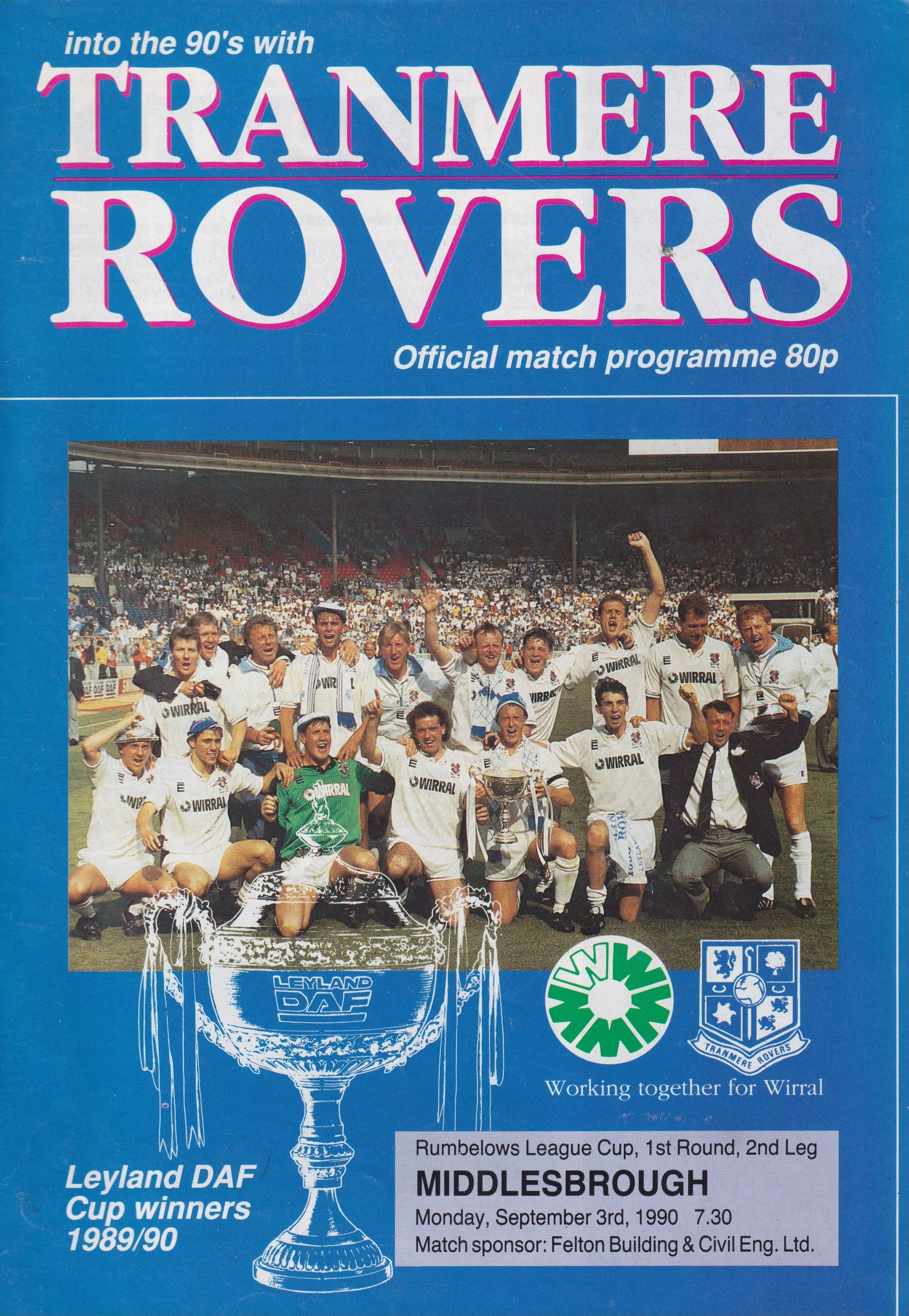 Tranmere Rovers v Middlesbrough match programme